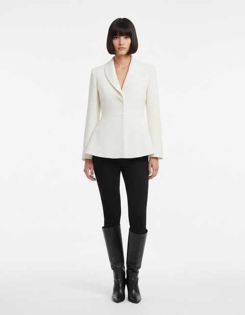 Women's Classic Mini Skirt Hemline Turn-Down Collar Long Sleeve Jacket KUN-00010