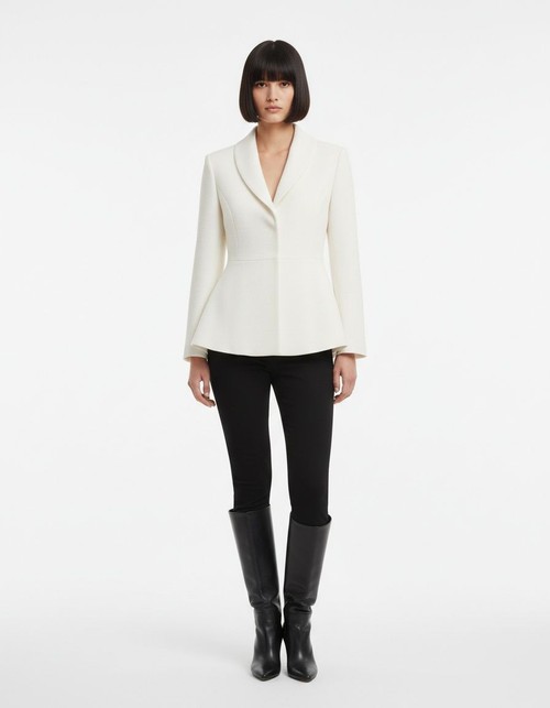 Giacca da donna classica con minigonna, orlo risvoltato, colletto a risvolto e maniche lunghe KUN-00010