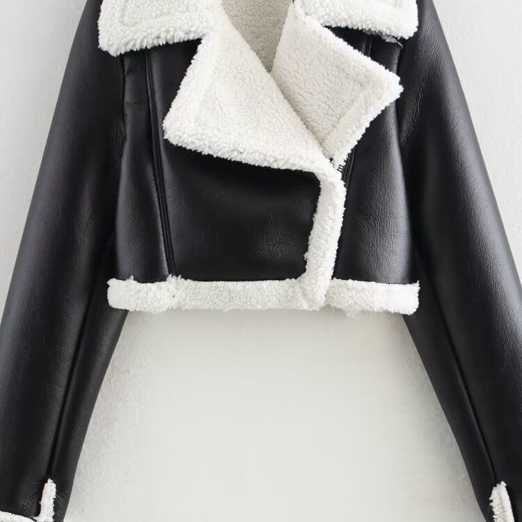 Faux Shearling Moto Jacket - Trendy Biker Style KUN-00047