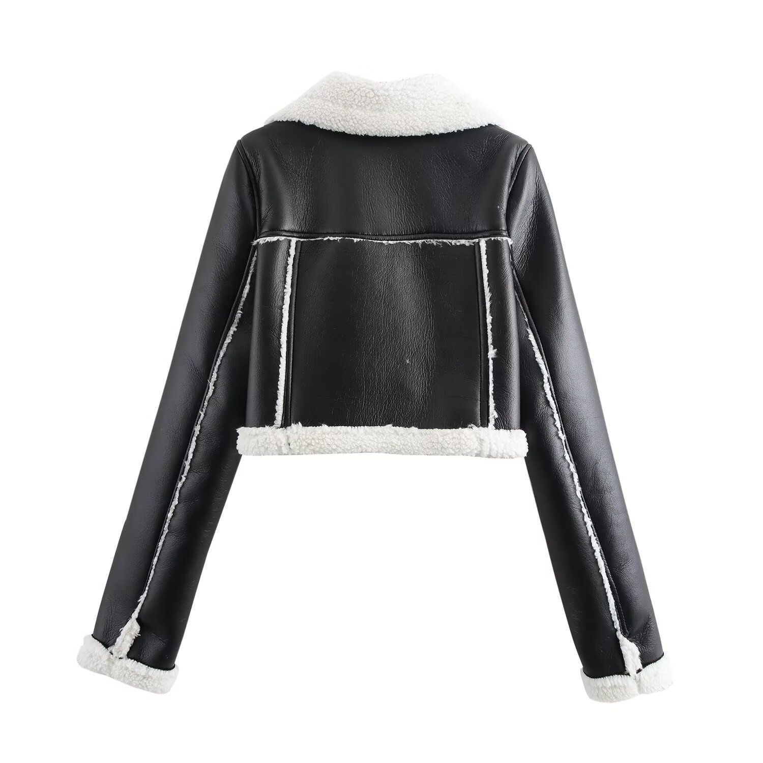 Faux Shearling Moto Jacket - Trendy Biker Style KUN-00047