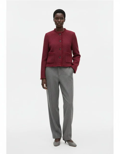 Chaqueta de tweed para mujer, estilo europeo, informal, KUN-00053
