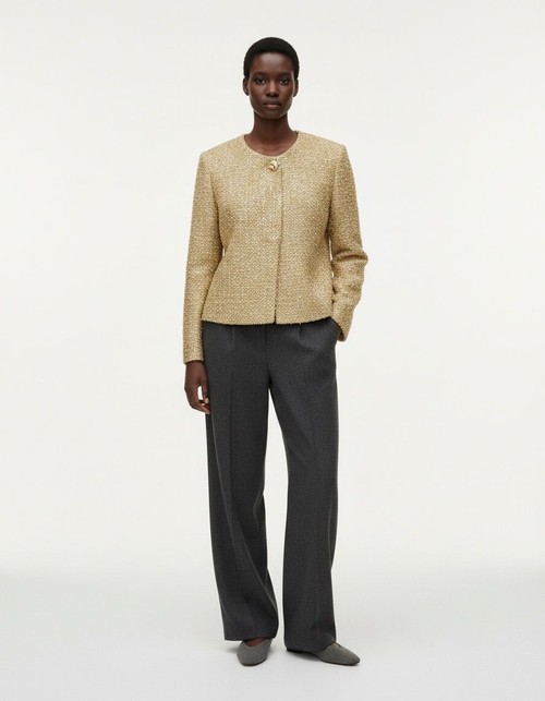 Giacca corta da donna con cuciture metallizzate e spalline imbottite KUN-00055