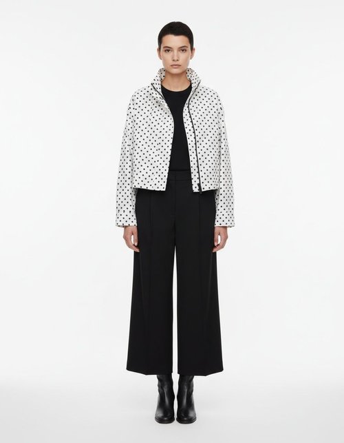 Chaqueta de popelina con lunares y mangas abullonadas para mujer KUN-00060