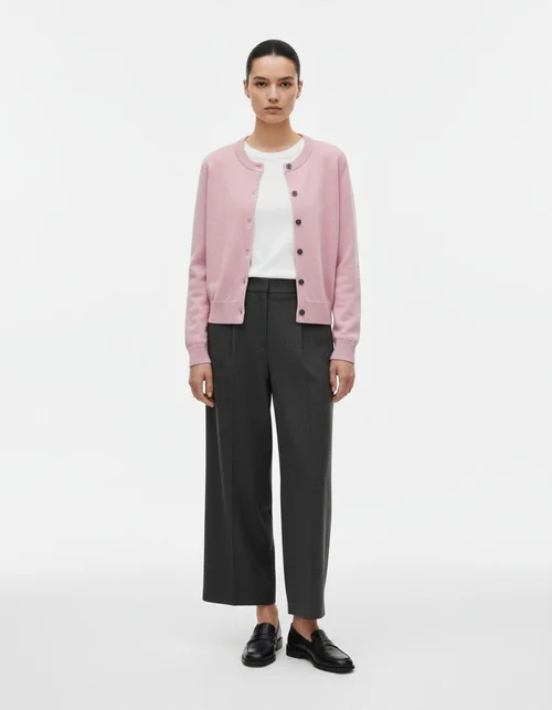 Abrigo de mezcla de lana para mujer - Elegante abrigo de cuello redondo KUN-00066