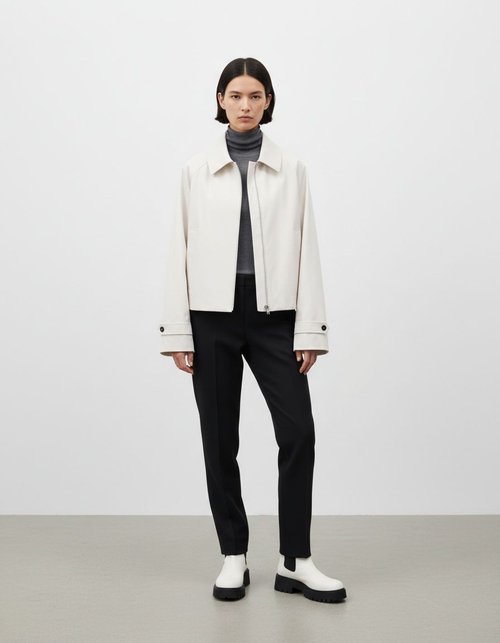 Gabardina corta impermeable informal de moda para mujer KUN-00068