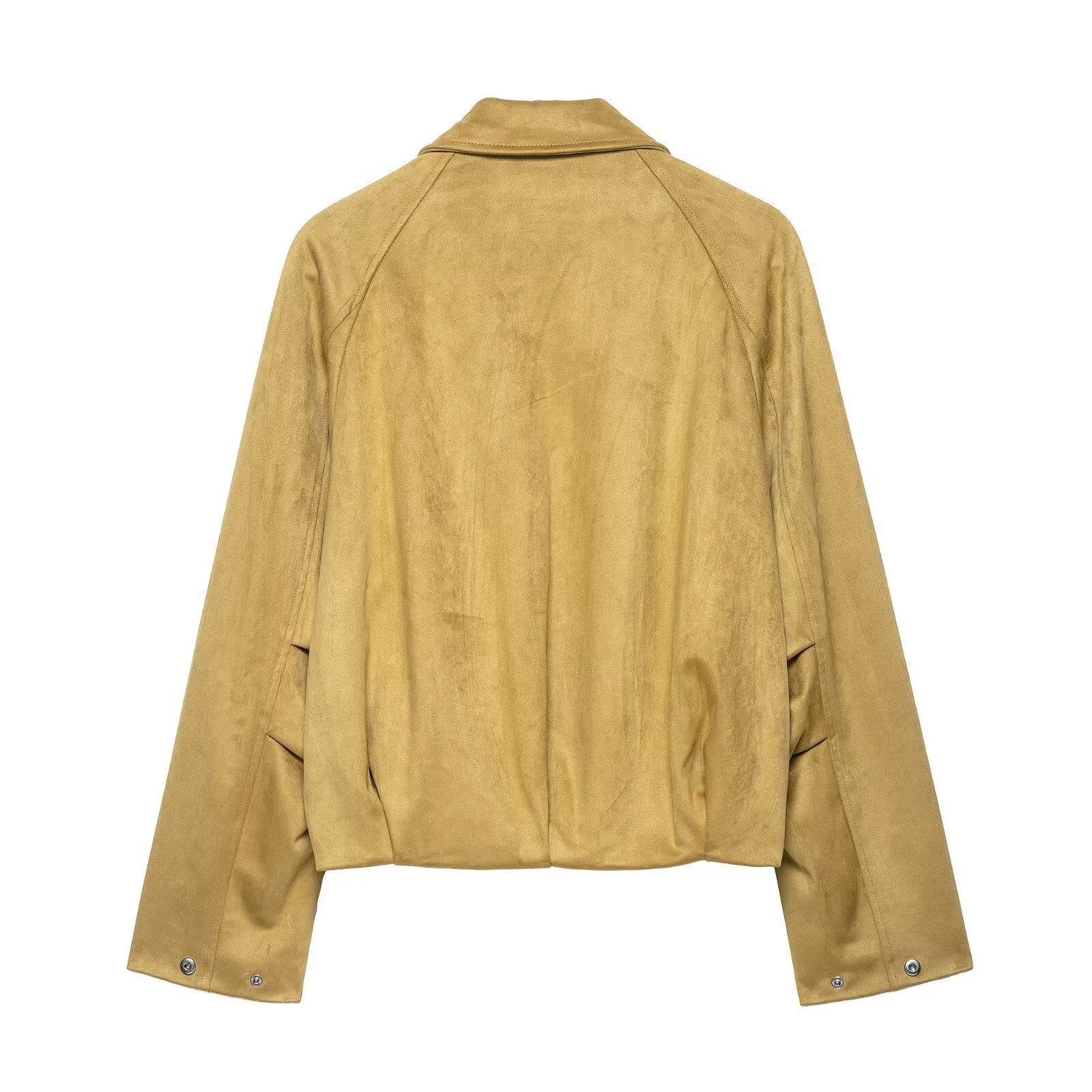 Faux Suede Bomber Jacket - Stylish Aviator Outerwear KUN-00070