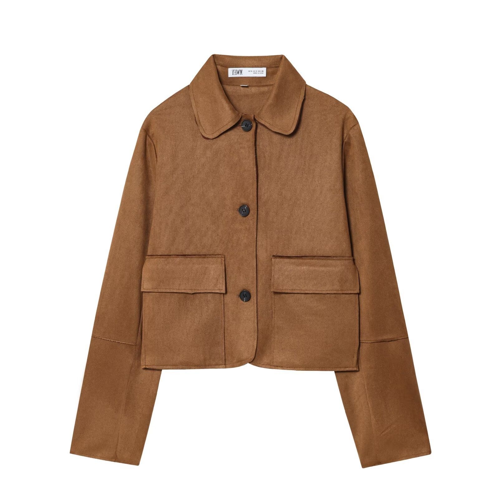 Giacca corta in pelle scamosciata, stile europeo di tendenza, modello KUN-00072