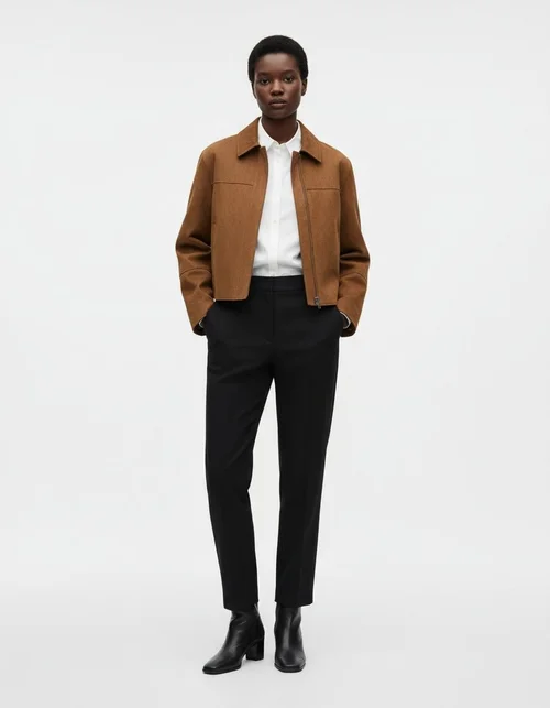 Chaqueta corta de ante estilo europeo de moda KUN-00072
