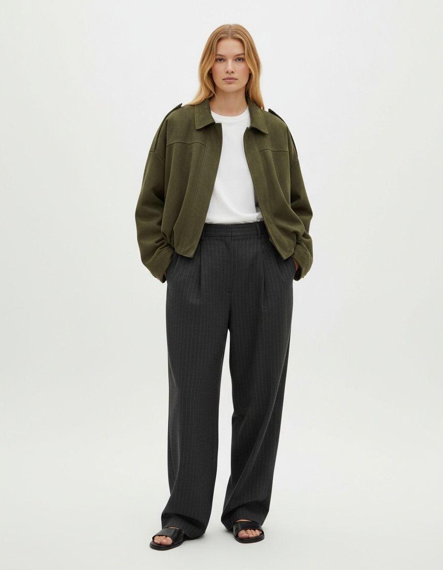 Faux Suede Bomber Jacket - Stylish Aviator Outerwear KUN-00075