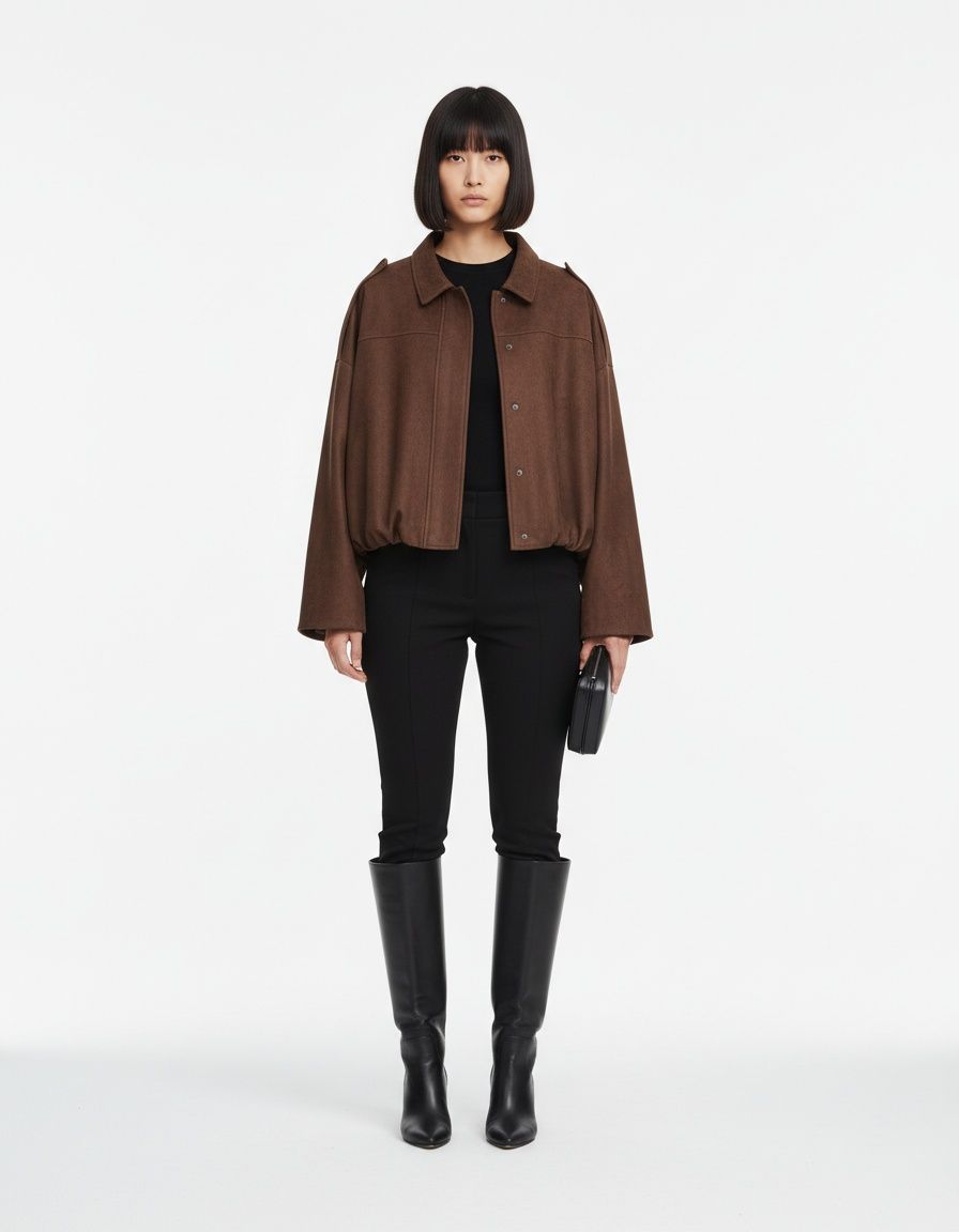 Faux Suede Bomber Jacket - Stylish Aviator Outerwear KUN-00075