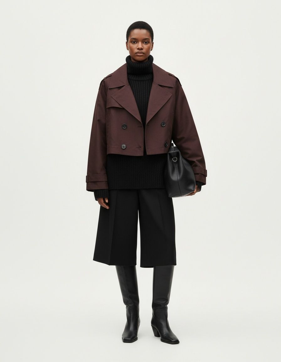 Trench da donna doppiopetto corto, giacca casual alla moda KUN-00076