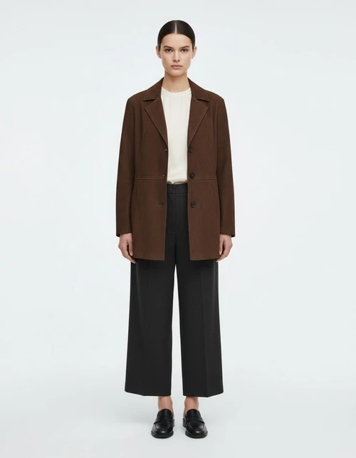 Giacca in finta pelle scamosciata con cintura - Stile europeo KUN-00077