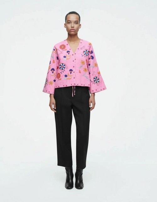 Giacca da donna in lino ricamata - Capospalla elegante KUN-00083