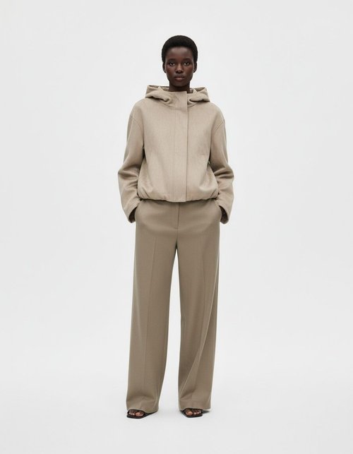 Chaqueta bomber de ante con capucha para mujer, estilo aviador, KUN-00086