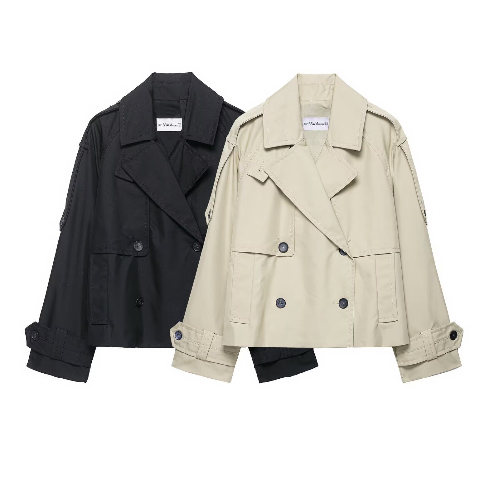 Trench da donna impermeabile, corto, alla moda, antivento KUN-00088