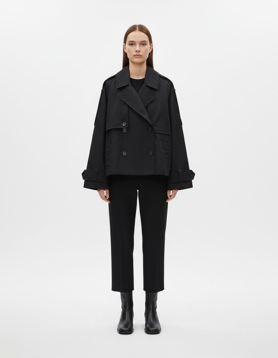 Trench da donna impermeabile, corto, alla moda, antivento KUN-00088