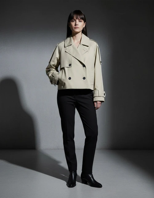 Trench da donna impermeabile, corto, alla moda, antivento KUN-00088