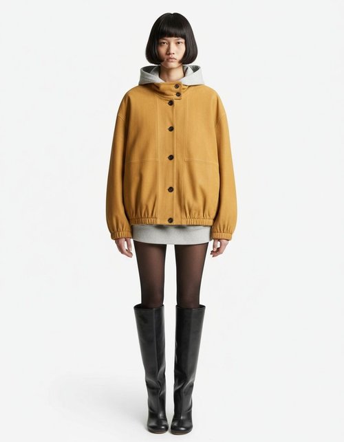 Chaqueta bomber de cuero para mujer, estilo piloto, KUN-00089