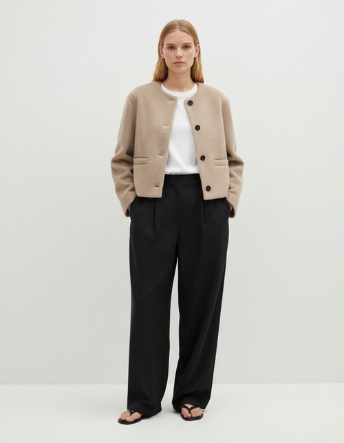 Giacca girocollo in misto lana - Elegante capospalla casual KUN-00090