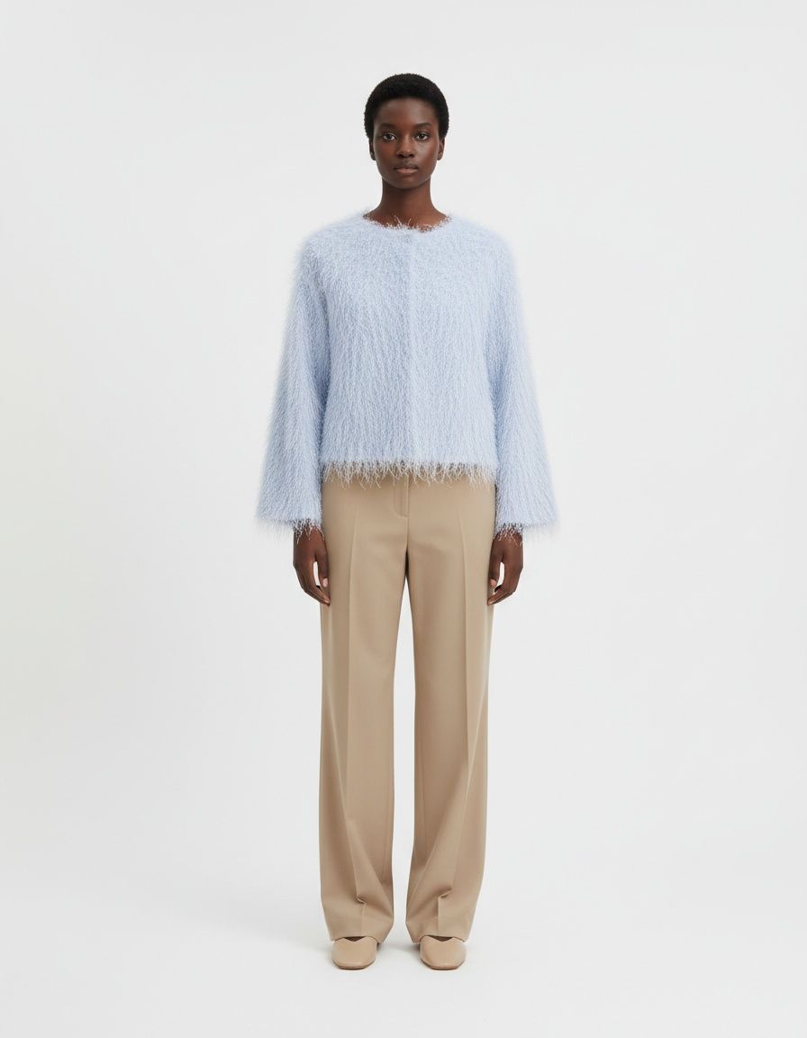 Giacca di jeans da donna con frange - Azzurro chiaro di tendenza KUN-00126