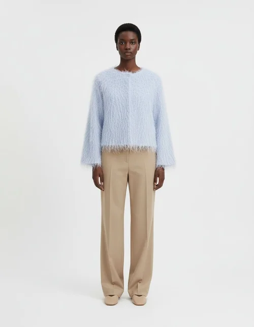 Giacca di jeans da donna con frange - Azzurro chiaro di tendenza KUN-00126