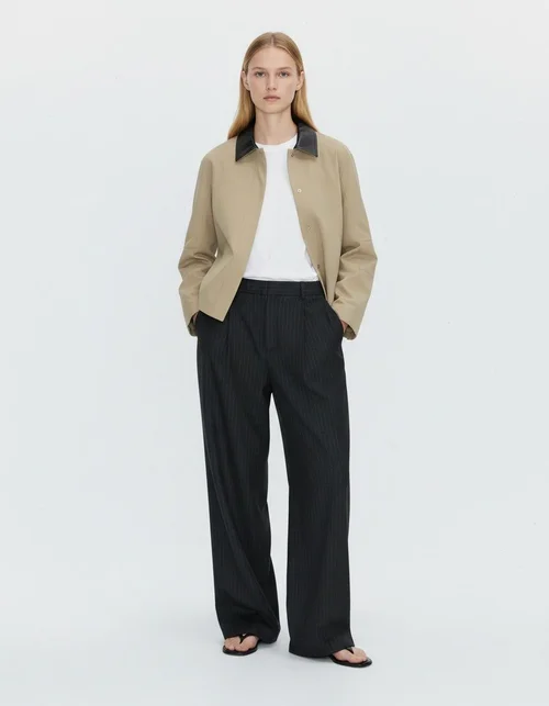 Giacca patchwork con revers in pelle, casual chic KUN-00129