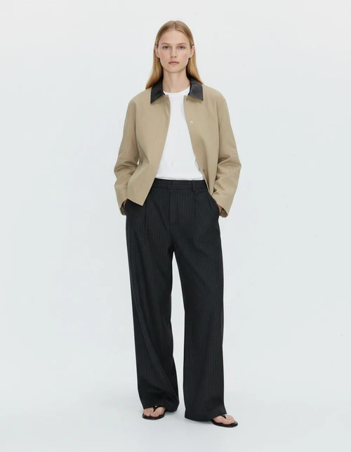 Giacca patchwork con revers in pelle, casual chic KUN-00129