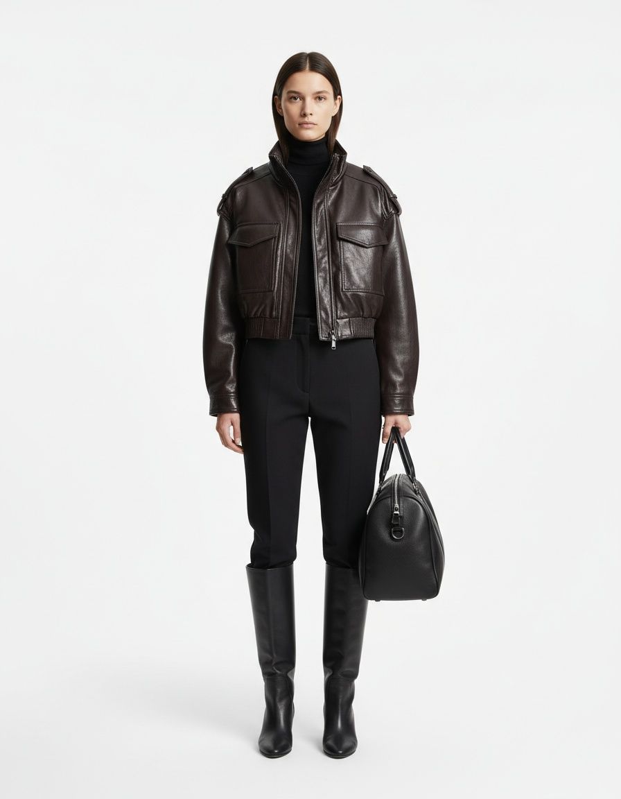 Giacca corta in similpelle - Elegante capospalla casual KUN-00131