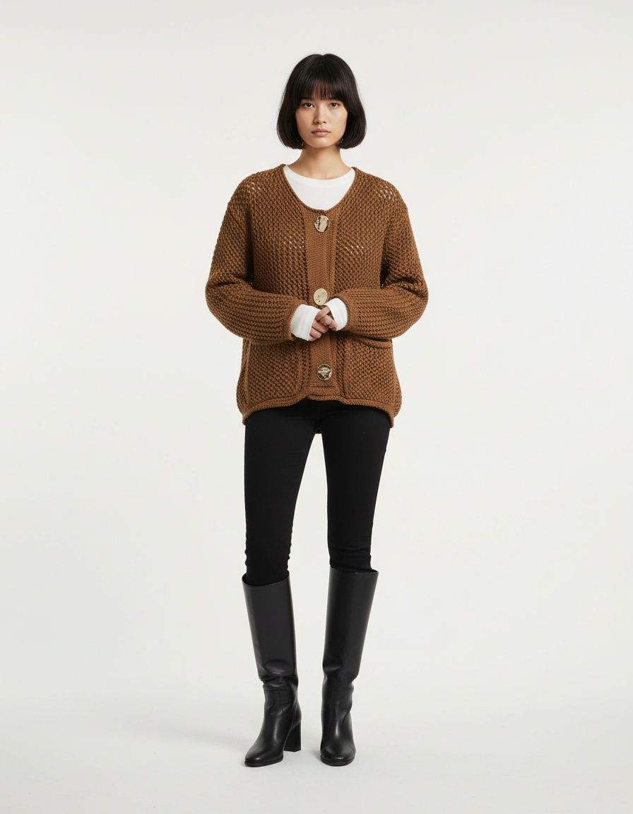 Cardigan a maglia grossa - Capospalla di tendenza in stile europeo KUN-00145