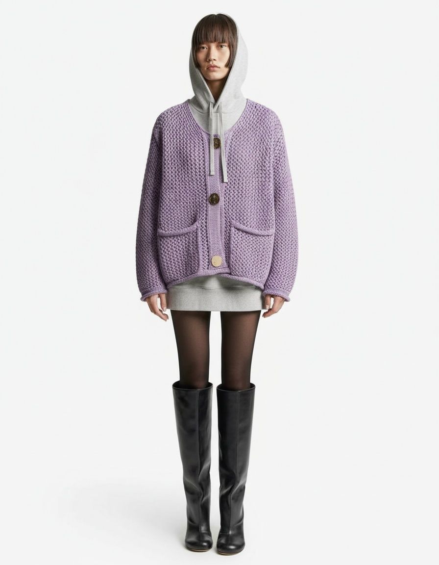 Cardigan a maglia grossa - Capospalla di tendenza in stile europeo KUN-00145