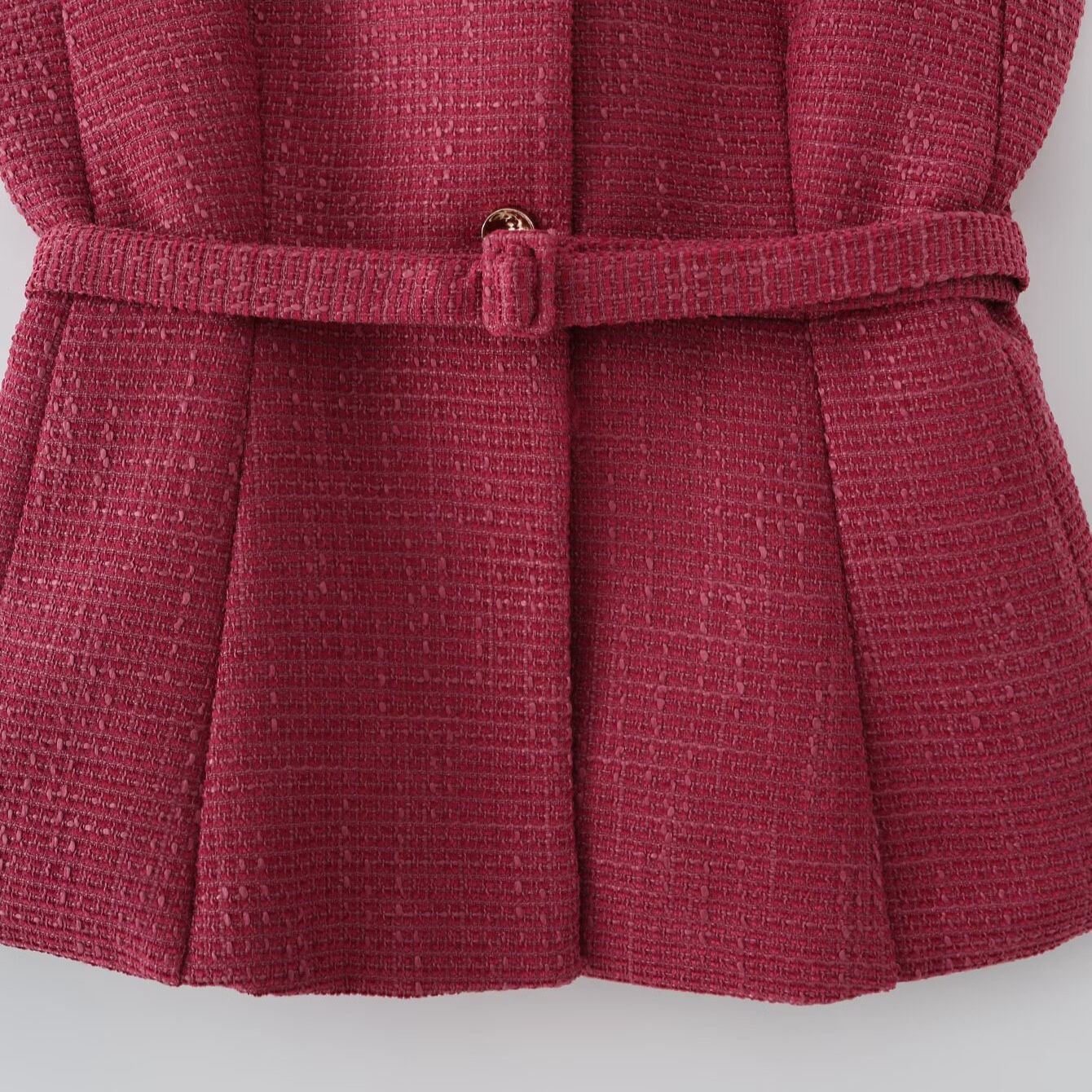 Tweed Women's Jacket with Belt - Stylish European Style KUN-00147