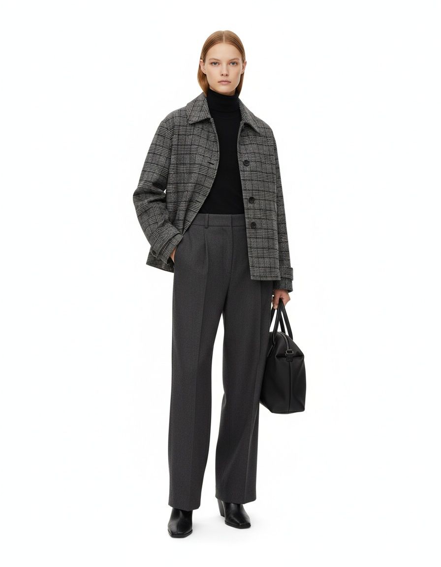 Blazer casual da donna a doppiopetto a quadri KUN-00148