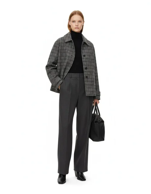 Blazer casual da donna a doppiopetto a quadri KUN-00148