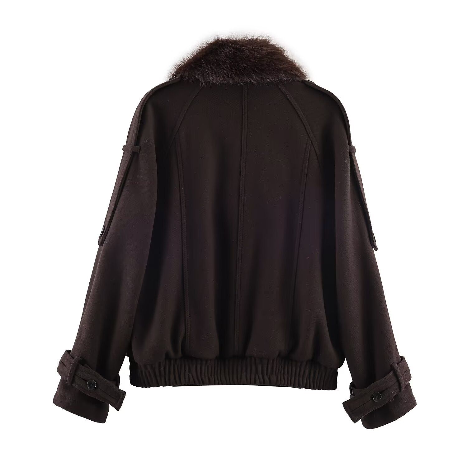 Faux Fur Collar Jacket - Trendy Mixed Fabric Outerwear KUN-00150