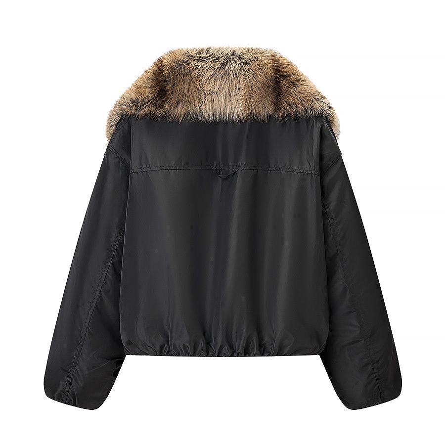 Faux Fur Collar Bomber Jacket Padded Coat KUN-00151
