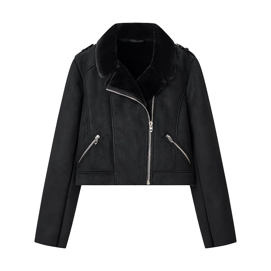 Faux Shearling Jacket Trendy Casual Outerwear KUN-00155