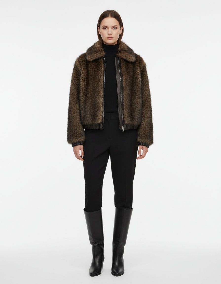 Faux Fur Patchwork Jacket - Chic & Versatile KUN-00176