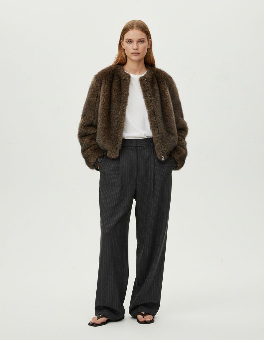 Faux Fur Patchwork Jacket - Chic & Versatile KUN-00176