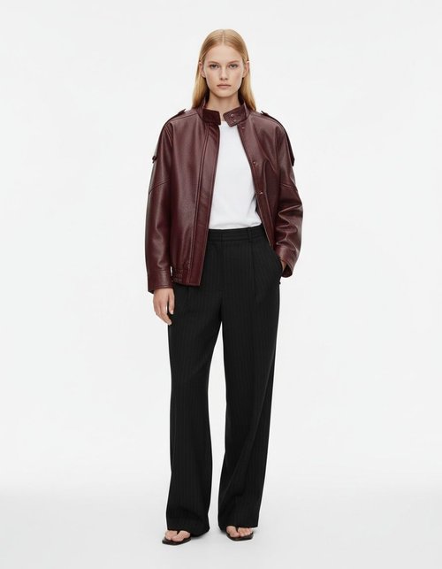 Faux Leather Jacket - Women's Trendy Casual Outerwear KUN-00178