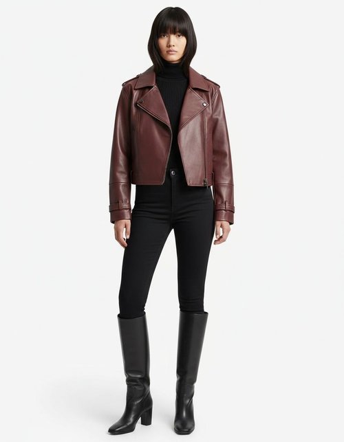 Faux Leather Moto Jacket - Stylish & Versatile KUN-00214