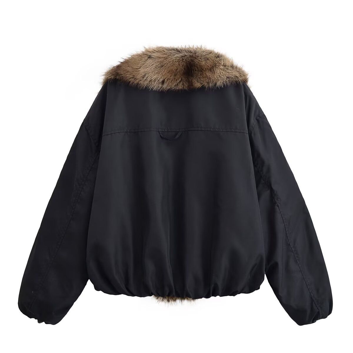 Stijlvolle casual damesjas met kraag van imitatiebont KUN-00215