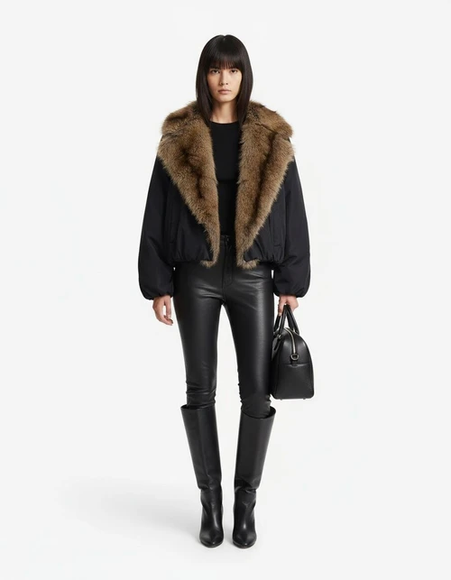 Women's Stylish Casual Faux Fur Collar Jacket KUN-00215