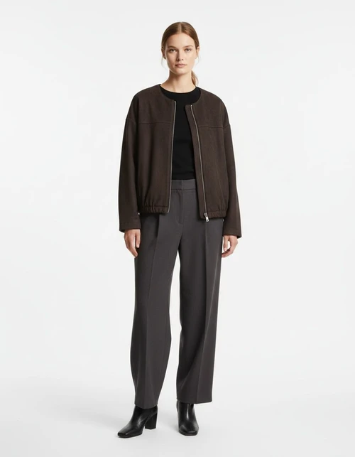 Faux Suede Bomber Jacket - European Style KUN-00216