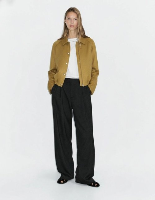 Faux Suede Bomber Jacket - Women's Aviator Style KUN-00218