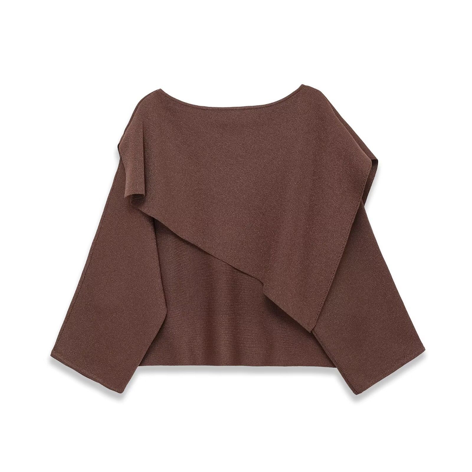 Poncho in maglia con filo metallico, vestibilità ampia, modello KUN-00222