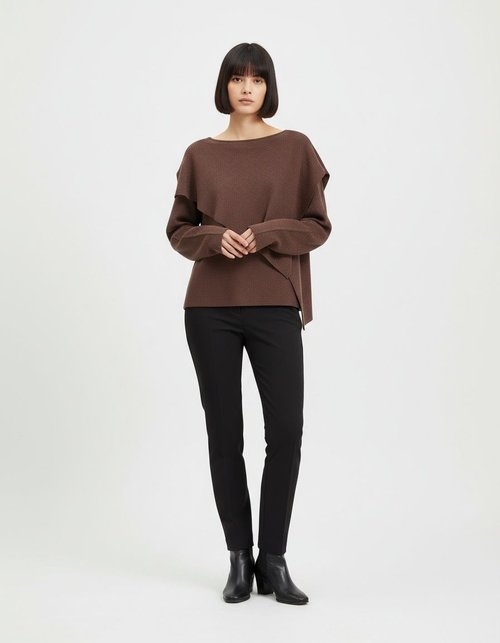 Knit Poncho Metallic Thread Loose Fit Cape KUN-00222