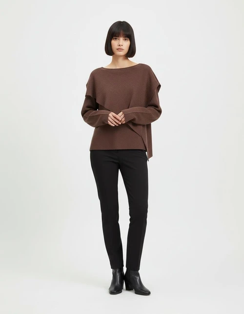 Knit Poncho Metallic Thread Loose Fit Cape KUN-00222