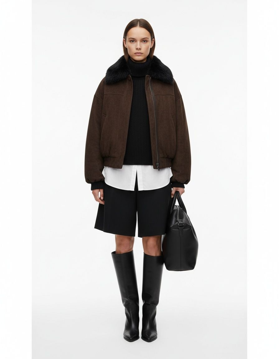 Inspired Women's Cotton Jacket Faux Fur Collar KUN-00226