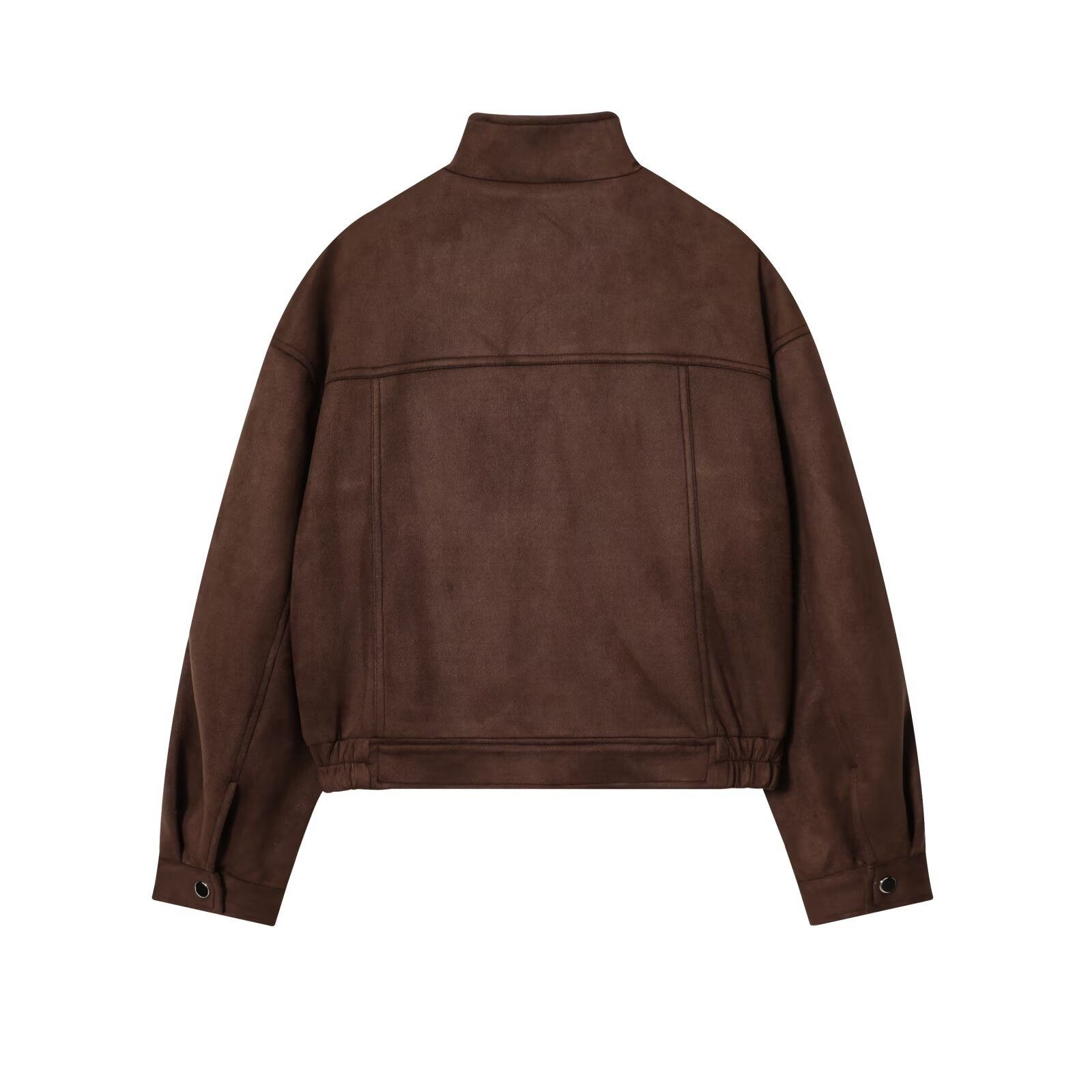 Faux Suede Bomber Jacket with Pockets KUN-00271