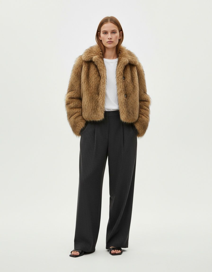 Faux Shearling Jacket - Trendy & Versatile KUN-00281